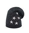 Черна дамска шапка със сребристи звезди-2 снимка