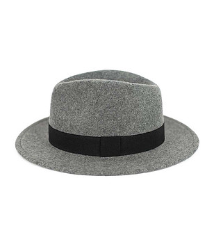 Сива вълнена unisex шапка с периферия снимка