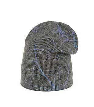 Дамска шапка в графит и лилаво снимка