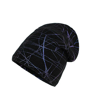 Дамска шапка в черно и лилаво снимка