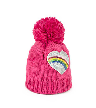 Детска зимна шапка в цвят малина снимка