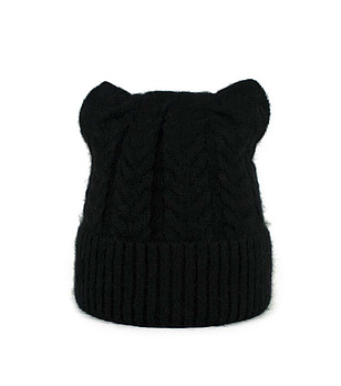 Черна детска зимна шапка с ушички снимка