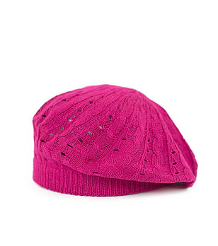 Дамска ажурна барета в цвят малина снимка