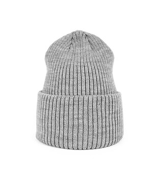 Светлосива класическа зимна унисекс шапка снимка