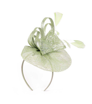 Фасинатор в цвят лайм със сребрист оттенък Allison снимка