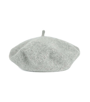 Светлосива unisex вълнена барета снимка