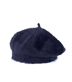Пухкава дамска барета в тъмносиньо с ангора снимка