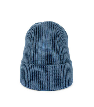 Тъмносиня памучна унисекс зимна шапка снимка