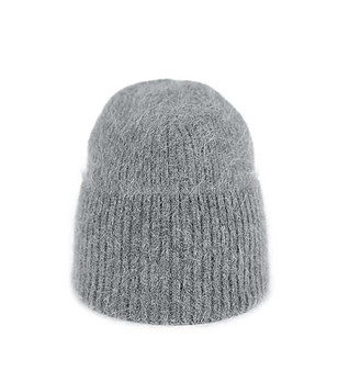 Класическа unisex зимна шапка в цвят графит с ангора снимка