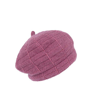 Дамска тъмнорозова барета с ангора снимка