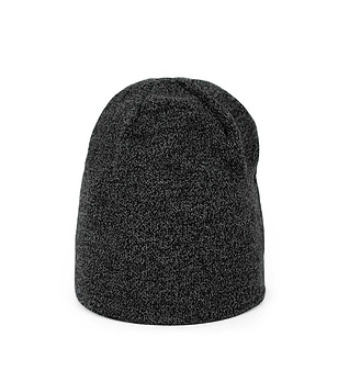 Унисекс шапка в меланж на черно и сиво снимка