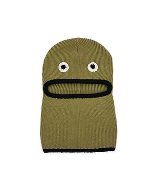 Детска зимна шапка тип космонавт в цвят маслина снимка