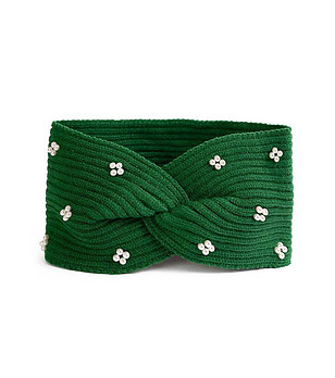 Лента за глава в тъмнозелено с перли Alloa снимка