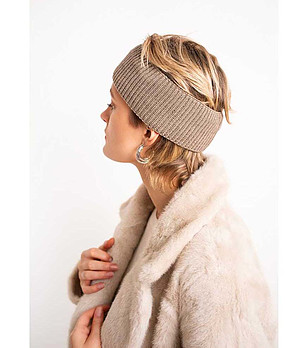 Лента за глава в бежово с оребрена плетка Śnieżnik снимка