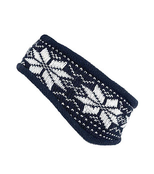 Лента за глава в тъмносиньо и бяло със зимни мотиви снимка