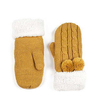 Жълти дамски ръкавици Antarktyda с помпони снимка