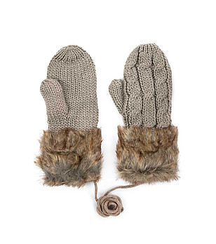 Светлокафяви дамски ръкавици с пух Minsk снимка