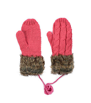 Розови дамски ръкавици с пух Minsk снимка