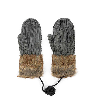 Сиви дамски ръкавици с пух Minsk снимка