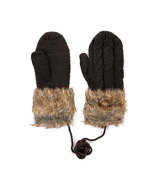 Дамски ръкавици с пух Minsk в кафяво снимка