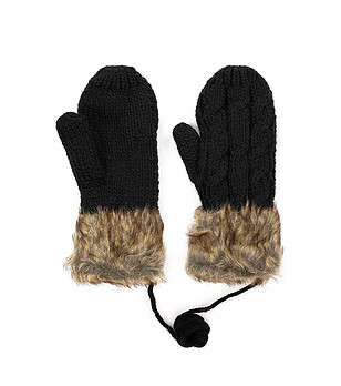 Дамски ръкавици с пух Minsk в черно снимка
