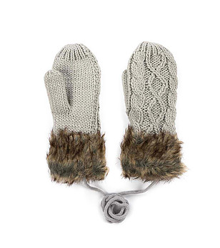 Светлосиви дамски ръкавици с пух Bowen снимка