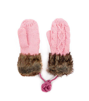 Светлорозови дамски ръкавици с пух Bowen снимка