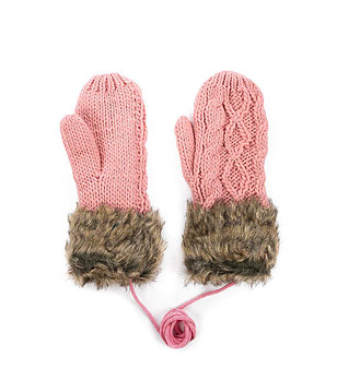 Розови дамски ръкавици с пух Bowen снимка