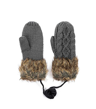 Дамски ръкавици с пух Bowen в цвят графит снимка