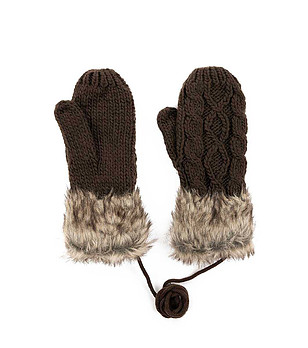 Дамски ръкавици с пух Bowen в кафяво снимка