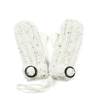 Бели дамски ръкавици Regina с многоцветни нишки снимка