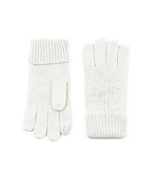 Бели дамски ръкавици с вълна Ufa снимка