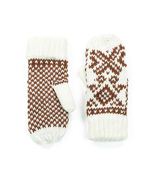 Дамски ръкавици в бяло и светлокафяво Dyneburg снимка