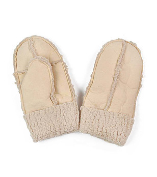 Дамски светлобежови ръкавици Lwow с един пръст снимка