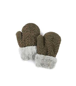 Детски ръкавици с кафяво с пух Sindy снимка