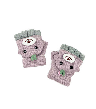 Детски ръкавици в розово и сиво с изрязани пръсти Friendly снимка