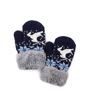 Детски ръкавици в тъмносиньо със зимни мотиви Yule снимка