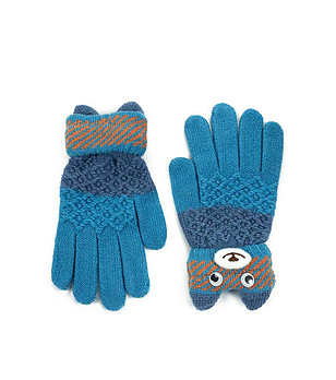 Детски ръкавици Winter Teddy в синьо снимка