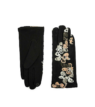 Черни ръкавици Carais с декорация в сиво снимка