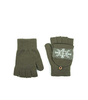 Унисекс ръкавици в цвят маслина Tahoe с принт снежинка снимка