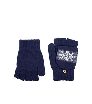 Тъмносини унисекс ръкавици Tahoe с бял принт снежинка снимка