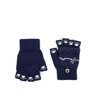 Детски ръкавици Warm Kittens в тъмносиньо снимка