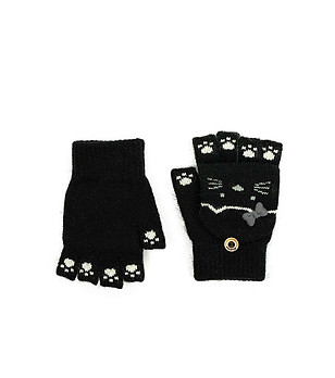Детски ръкавици Warm Kittens в черно снимка