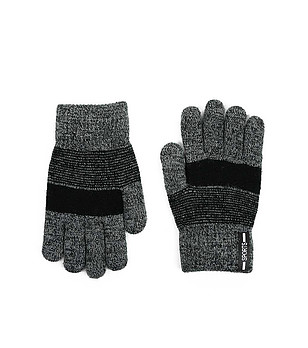 Детски ръкавици в черно и меланж с 5 пръста Maroon снимка