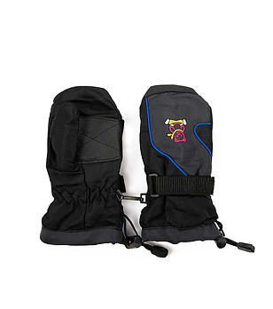 Детски ръкавици в черно и цвят графит Saterland снимка