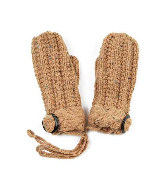 Тъмнобежови дамски ръкавици Regina с многоцветни нишки снимка