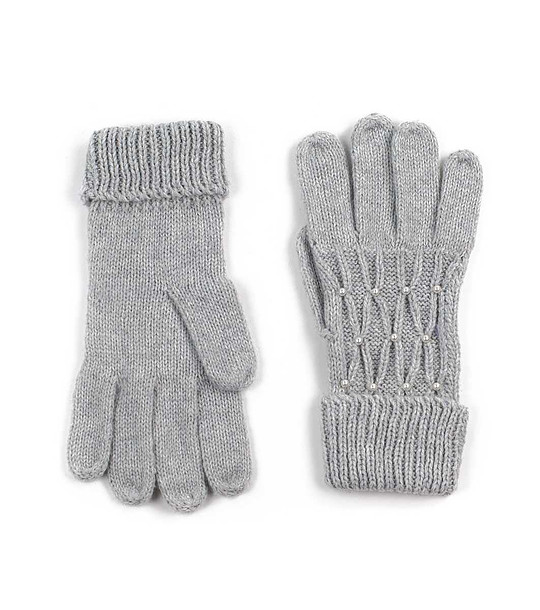 Светлосиви дамски ръкавици Charlotte с 5 пръста снимка