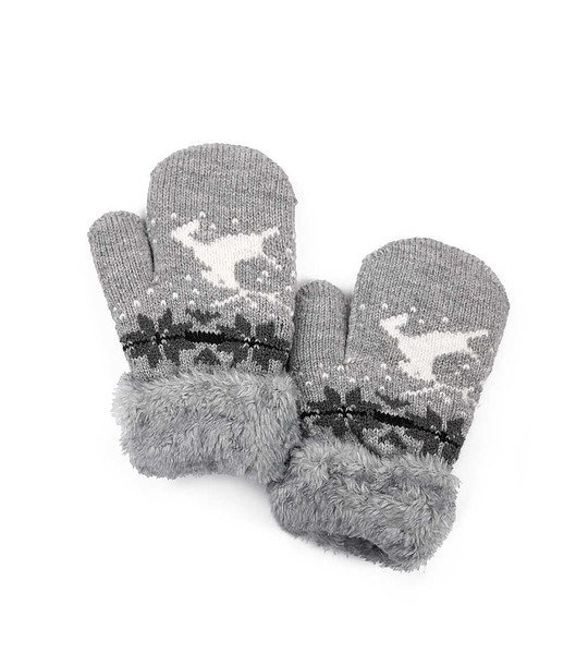 Детски ръкавици в сиво със зимни мотиви Yule снимка