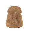 Дамска тъмнобежова зимна плетена шапка-1 снимка