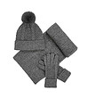 Дамски зимен комплект от шал, шапка и ръкавици в сиво-1 снимка